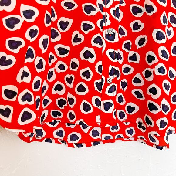 J. Crew Classic Fit Heart Print Silk Boy Shirt size 2 - Picture 3 of 6